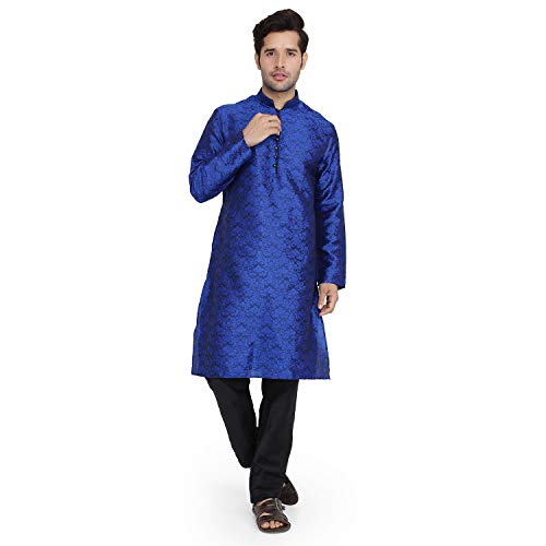 Pyjama Kurta pour homme indien bleu taille 52 pour fêtes traditionnelles
