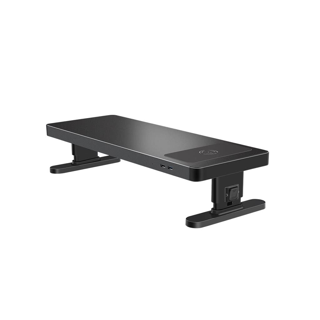 Soporte de monitor de computadora ajustable negro con organizador de mesa