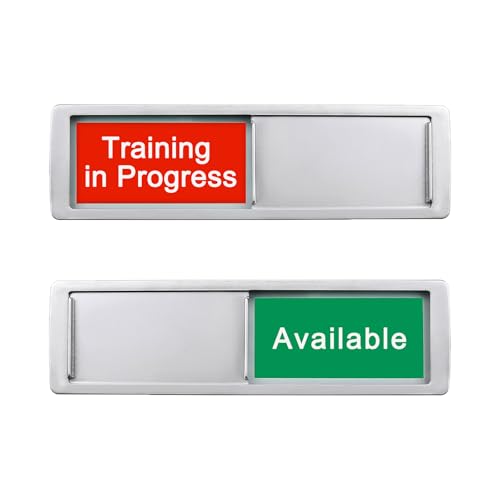 Image of Training In Progress /Available Sign,Do Not Disturb Door Indicator for Labs, Research Centers, Workplace,Privacy Slider Door Indicator Tells Whether Room Vacant or Occupied, 7'' x 2'' - Silver