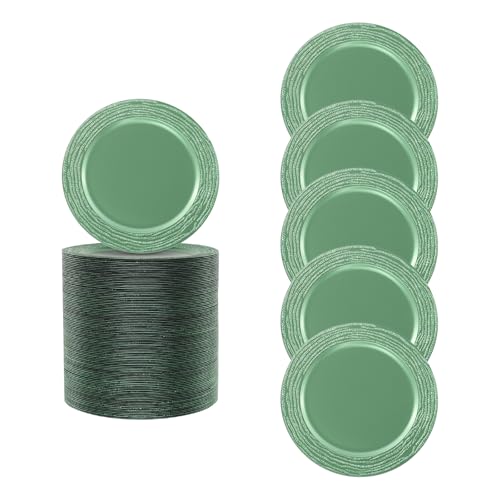 100 platos cargadores verdes redondos de 13 pulgadas miniatura 1