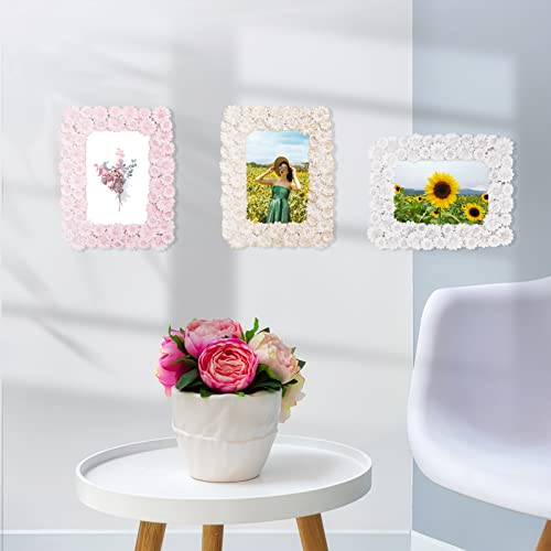Guoer 5X7 Flower Textured Hand-Crafted Resin Picture Frame With Easel & Hook For Tabletop & Wall Display, Decorative Floral Design Home Décor, Photo Gallery, Art (White Daisy) #TOP6