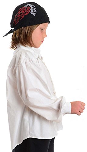HEMAD Piratenhemd weiß Kinder-Schnürhemd Baumwoll-Hemd S-XXXL, Weiß, 3XL