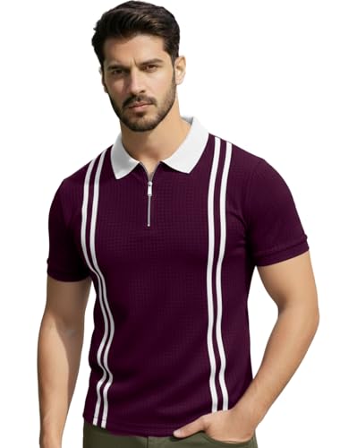 Image of AUSK Men Casual T-Shirt, Texture Printed Half Sleeve Tshirt for Mens, Polo Tshirt for Boys