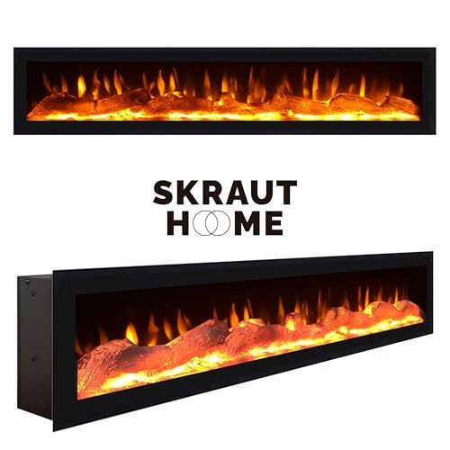 Skraut Home | Mueble TV | Televisión | Muebles de salón, almacenaje | 200x45x35cm | para TV hasta 80" | Chimenea eléctrica | Estilo Moderno | Roble y Negro - imagen 7