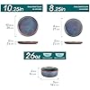 vancasso PLAYA Plates and Bowls Sets, 12 Pieces Grey-Blue Dinnerware Sets for Kitchen, Reactive Glaze Dishes Set for 4, Dishwasher and Microwave Safe