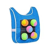 Dodgeball Set with 5 Sticky Balls and Vest for Outdoor Fun, Blue Adults