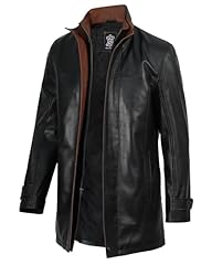 Erin - Black & Cognac Leather Coat