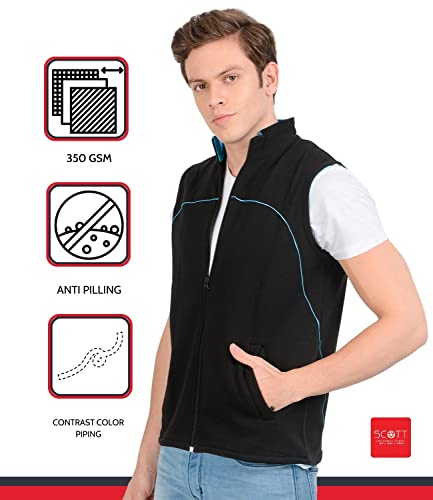 Image of Scott International Men's Blended Cotton Regular Fit Sleeveless Standard Length Casual Jacket