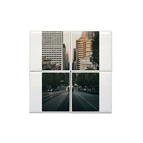 Carreaux céramique vintage San Francisco tableau mural faïence rétro 30,4 cm