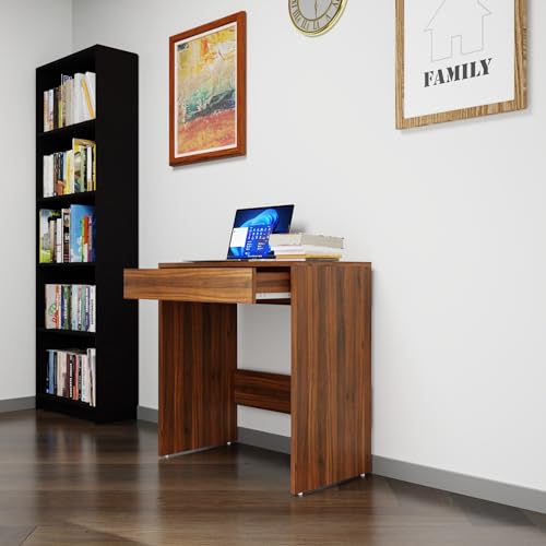 Image of VIKI Engineered Wood Computer Table, Study Table, Desks with Drawer for Adults /Students, Office Home | LUNGLEI | Brussel Walnut, 73W x 75H x 40D | 1 Year Warranty