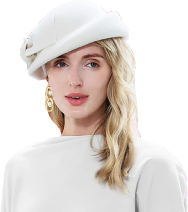 Women Wool Felt Ribbon French Fashion Vintage Millinery Beret Hats Top Cap Ladies Party Wedding Fedoras Chapeau