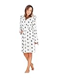 Material:100 % Polyester CB Home & Style Bademantel Saunamantel Damen Sterne (L/XL, Weiß-Anthrazit)