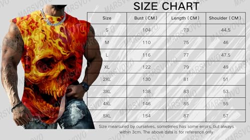 MARSVOVO Graphic Tees Men Street Skull 3D Print Sleeveless Crewneck Oversized Shirt Muscle Quick Dry Tank Tops2
