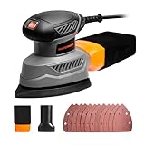 MasterWorx 130W Detail Sander | 13000RPM Corded Triangle Mouse Sander with Dust Collector & 12PCS Sanding Sheets | Compact Palm Sander for Wood, Paint, Corners & Tight Spaces