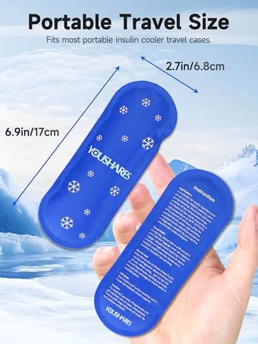 Image of YOUSHARES Mini Ice Packs - Reusable, Thickened & Leak-proof Ice Pack for Insulin & Peptide Cooler Travel Case, TSA Approved Ice Packs Suitable for Most Insulated Medication Travel Bag (4 Packs)