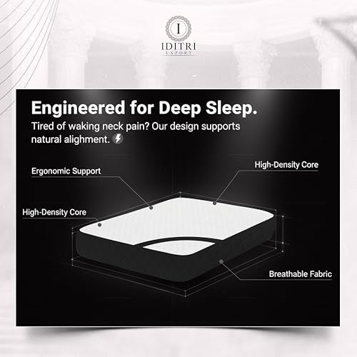 Image of Memory Foam Pillow Set of 2, 66x38x12 cm Shredded Orthopedic Support for Neck Pain Relief, White /Black Jacquard Cover with Zipper, Aligned Spine Bedding for Side