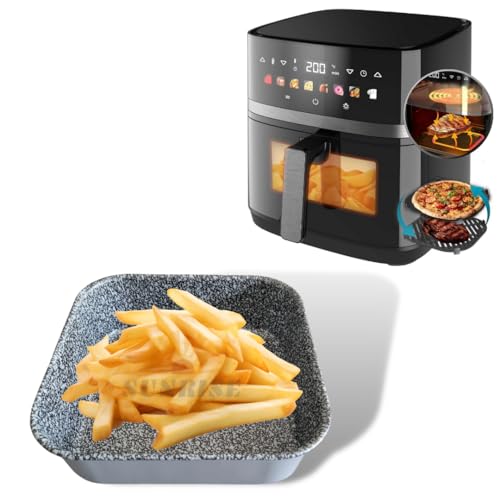 SUNRISE Teglia 20x20 | Teglia per Friggitrice ad Aria Quadrata 20 cm (Interno) Tegame 20x20 cm Adatto alla Lavastoviglie Teglie per Friggitrice ad Teglia Forno Contenitore Friggitrice ad Aria