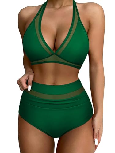 CheChury Bikinis Mujer Traje de Baño Cintura Alta Push Up Reductor Bañador 2 Piezas con Relleno Conjuntos de Baño de Natacion Biquini Braga Alta Ropa de Playa Verano Control de Vientre de Bikini