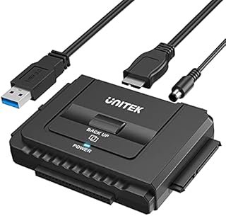 Unitek USB 3.0 to IDE and SATA Converter External Hard Drive Adapter Kit for Universal 2.5/3.5 HDD/SSD Hard Drive Disk, One Touch Backup Function, Included 12V/2A Power Adapter