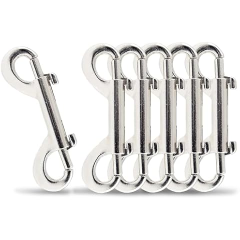 Zorveiio 6 Pcs 2.7 Inch Double Ended Bolt Snaps Hook, Zinc Alloy Double Snap Hook Chain Clips for Dog Leash Key Chain Horse Tack Pet Feed Bucket Garage Use, Silver Cover