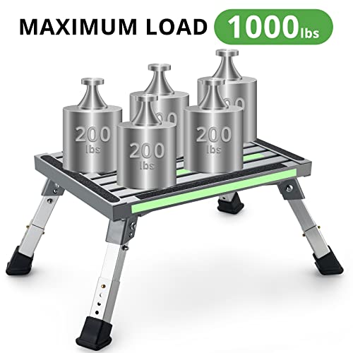 Boyisen Rv Step Stool, Height Adjustable Aluminum Step Stool With Non-Slip Rubber Feet Reflective Stripe Handle Sturdy Platform Step Supports Up To 1,000 Lb, Easy Carry And Store #TOP6