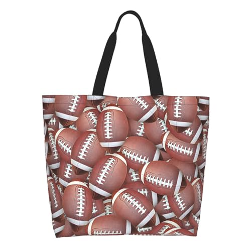 American Football Ball Large Tote Bag Simple Casual Portable Shoulder Bags Reusable Grocery Handbag For Women Beach Gym Travel Shopping Work Dance Gifts