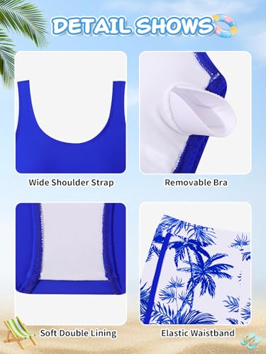 Image of Girl's 3 Piece Bikini Bathing Suit Printed Sport Swimsuits with Shorts Cove Up Sets Teen Girl's Swimwear