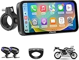 Carpuride Motorcycle GPS Carplay Screen, 6.3 Inch Wireless CarPlay and Android Car for Moto, with Dual Cameras and TPMS, Remote Control, IP67 Waterproof, BT Aduio, Loop Recording