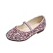 Egmy Toddler Girls Boys Princess Soft Shoes Baby Leather Shoes Sequined Girls Bottom Dance Shoes Pink, 4-4.5 Years
