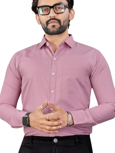 Image of MILDIN Men's Pure Cotton Striped Printed Shirt with Spread Collared Neck Full Sleeve Curved Hemline Button Closure and Regular Fit | Shirt for Man