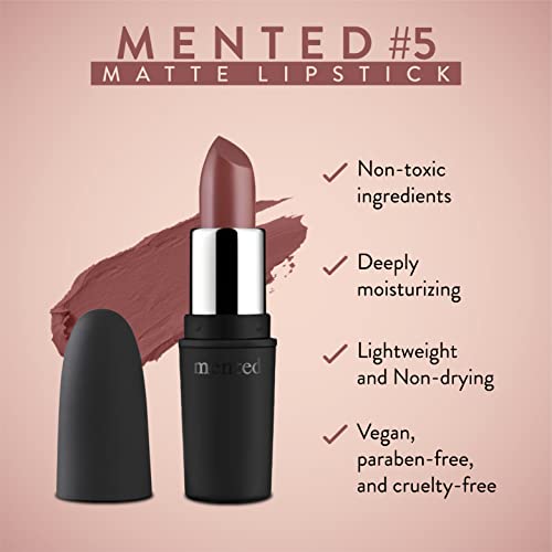 Mented Cosmetics Nude Matte Lipstick - Mented No.5 Long Lasting Lipstick - Pink Brown Lipstick - Waterproof Matte Lip Stain For Dark Lip Color - Matte Nude Lipstick For 24 Hour Stay #TOP3