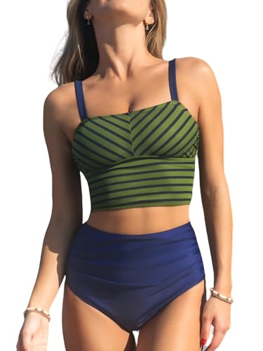 CUPSHE Women's Tankini Sets Square Neck Elastic High...