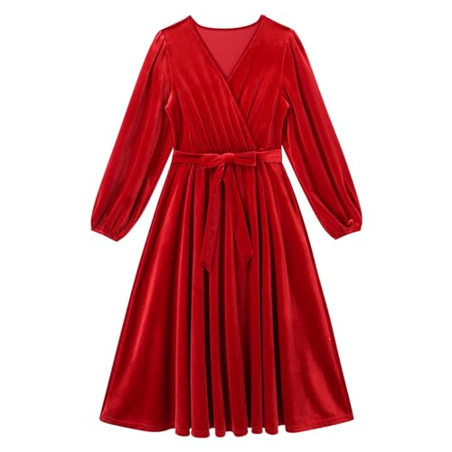 AWIBMK Mommy and Me Christmas Dresses Long Sleeve Velvet Dress Fall Winter Xmas Holiday Mom Daughter Matching Outfits3