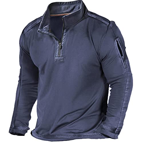 Tshirt tactique homme polo de mi-saison à manches longues avec poche zippée