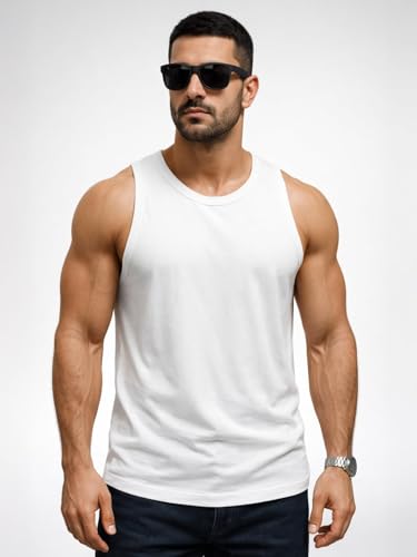Image of Veirdo Men's Sleeveless Cotton T-Shirt, Solid Plain Sando for Beach Wear, Casual Wear & Summer Comfort, Comfortable Fabric (Sizes S to 2XL) (Pack of 3)