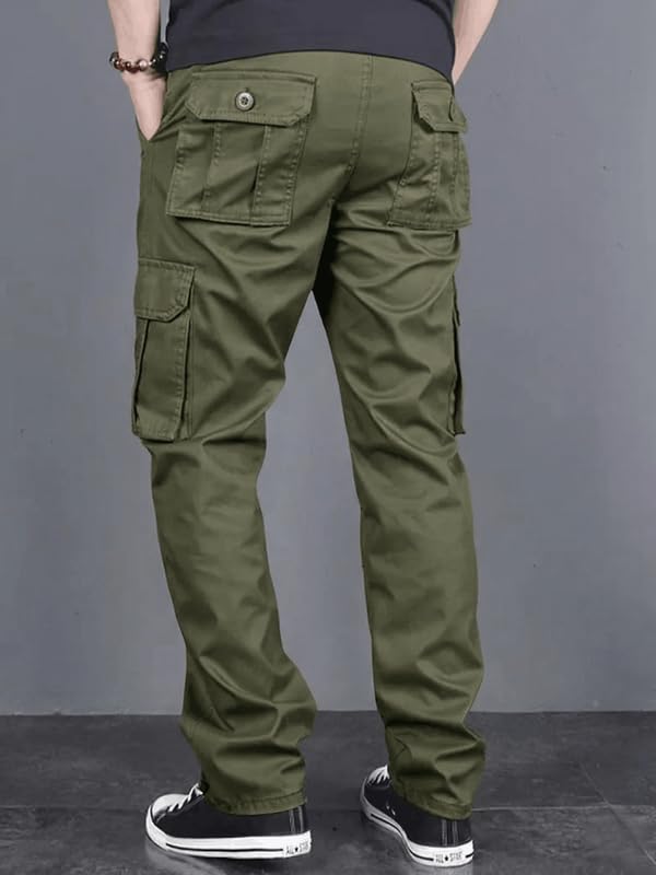 Image of Men's Casual Cargo Pants | Regular Fit Multi-Pocket Trousers-