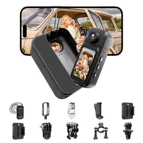 Tiantianle Mini Action Cam 1080P,Body Cam, Wasserdicht 30M,180 Min Akku,Bodycam Körperkamera Mini mit 180° Objektiv,1,47 Zoll Berührbar Display Vlog Kamera für Fahrrad,Reisen & Outdoor