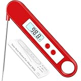 【Humanisiertes Detail-Design】Dank der hellen Hintergrundbeleuchtung und des großen beidseitigen LCD-Displays können Sie das Display ganz einfach drehen und die Temperatur auch bei Dunkelheit problemlos ablesen.Auf der Rückseite befindet sich eine Magnetfunktion, sodass Sie sie am Kühlschrank befestigen können, damit sie leicht zu finden und schnell zu bedienen ist. Sie können es auch an einen Küchenhaken hängen