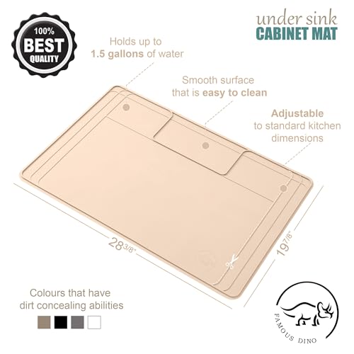 Image of The Original Under Sink Mat - Silicone Waterproof mat, Trimmable, Easy to Clean, Kitchen cabinet liner, Under sink protector mats, Drip Tray with Lip - 28 inch x 19 inch or smaller