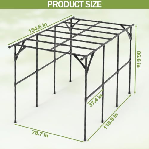 RUCOIN Grape Vine Trellis - Size: 134.7 * 78.7 * 86.6 inches, 25MM Thickened Trellis for Climbing Plants Outdoor, Garden Trellis for Melons, Cucumbers, Pumpkins（Max Leg spacing 119"） by RUCOIN - Image 2