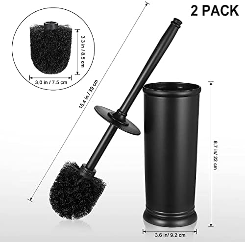Toilet Bowl Brush Holder Set: 2 Pack Modern Deep Cleaning Bathroom Toilet Scrubber with Caddy for rv - Rim Decorative Accessories Cleaner Brushes for Toilet - Black