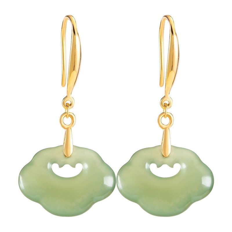 Boucles d'oreilles Ruyi Drop en jade anti-allergie pour peaux sensibles