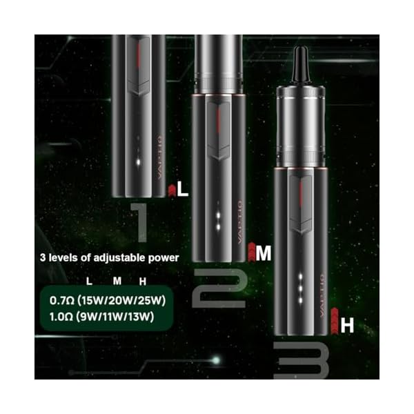 Vaptio COSMO 2 Plus Kit de vape d'origine avec 3,0ml Tank bobines Cosmo C5 1,0ohm et C6 0,7ohm Kit de démarrage de cigarette électronique sans e-liquide ni nicotine