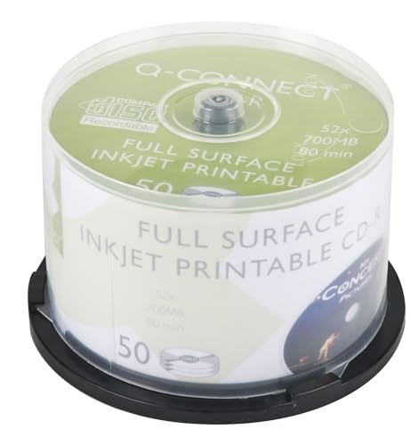 Q-CONNECT KF18020 52x Inkjet Printable CD-R Discs (Pack of 50)