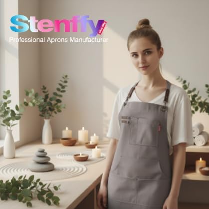 Miniatura 7 de Delantal de cocina, delantal de trabajo, lienzo, múltiples bolsillos, jardinería, pintura, barbacoa, artista, carpintero, tamaños M a XXL, gris