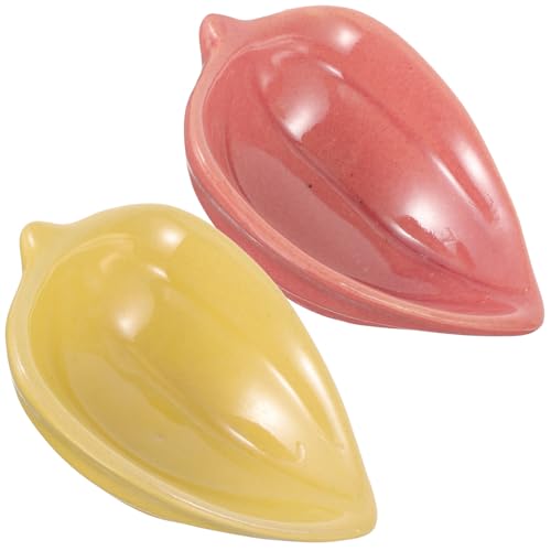 Yardwe 2 Cuencos de Cerámica para Aceites Esenciales, Tazones Pequeños para Mezclar Faciales, Porta Aceites Aromáticos, Color Amarillo y Rojo, Adecuado para Spa y Salones de Belleza,