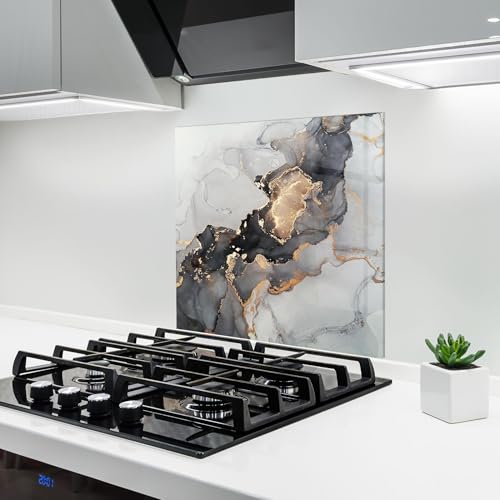 ARTHUB® Crédence de Cuisine en Verre 60x60 cm, Marble Shades | Protection Contre Les éclaboussures, Revêtement Mural en Carreaux, Plaque en Verre, Verre...