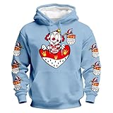 QJDFLL Kapuzenpullover mit Karnevals Grafikprint lässiger Fleece Pullover für Streetwear und Alltagskomfort Gruppen kostüm lustige kostüme Karneval in köln kölner(Himmelblau,L)