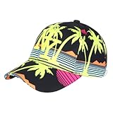 Mixte Hip Hop Honour Casquette NY Jaune Fluo et Noire Palmiers Tropicale Baseball Copaka - Taille Unique - Jaune