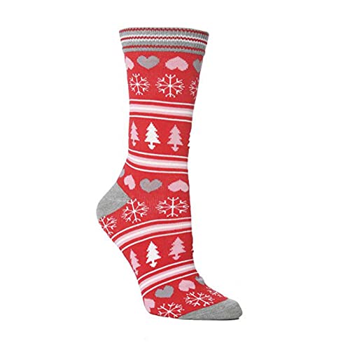 AOCRD 1 paire de chaussettes de Noël pour femme (6 couleurs) Motif de Noël festif basique en coton Chaussettes épaisses de sport, Rose, taille unique Cover